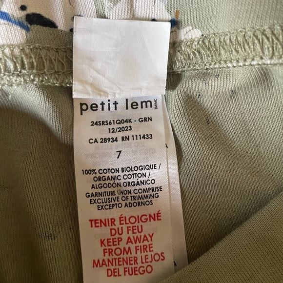 Petit Lem Kids Pajamas ( bottoms only)with Dog Print in Green size 7 - Picture 5 of 5